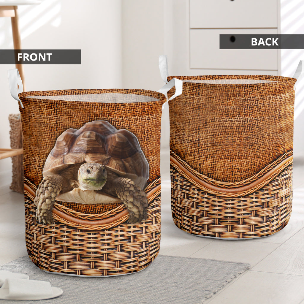 Turtle Old Turtle Rattan Texture Laundry Basket For Room Home Organizer