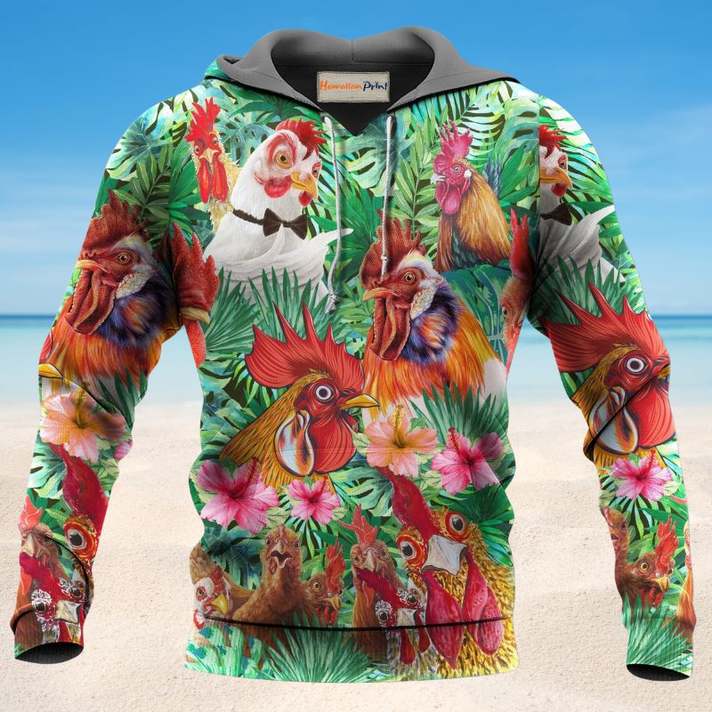 Summer Chicken Fun Hoodie For Farm Lovers Outdoor Trips And Comfortable Casual Style