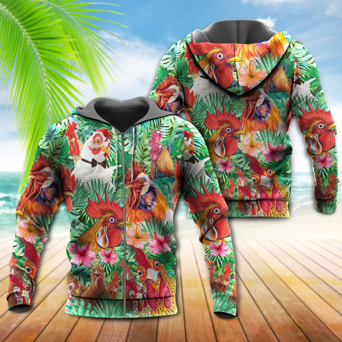 Summer Chicken Fun Hoodie For Farm Lovers Outdoor Trips And Comfortable Casual Style