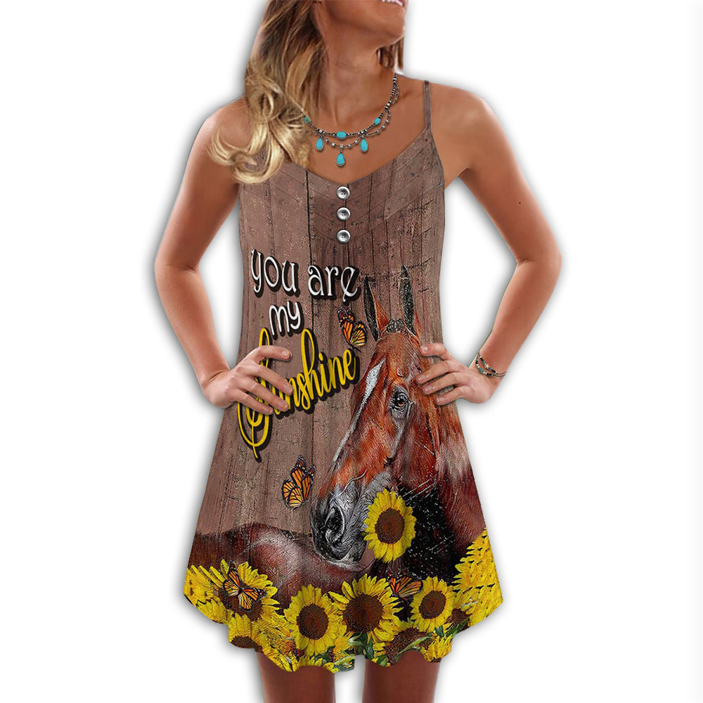 Horse You Are Sunshine V-Neck Sleeveless Cami Dress For Animal Lovers And Casual Summer Wear