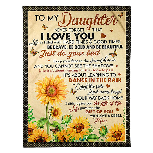 Sunflower I Love You Daughter Gift Flannel Blanket For Cozy Bedroom Sofa Decor