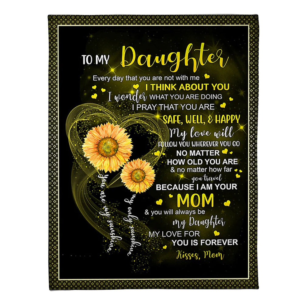 Sunflower I Think About You Flannel Blanket For Cozy Bedroom Sofa Decor