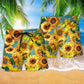 Sunflower Is Peace Life Yellow Color Hawaiian Beach Shorts For Coastal Summer Adventures