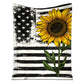 Sunflower American Flag Flannel Blanket For Cozy Bedroom Sofa Decor