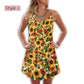 Sunflower Beautiful V-Neck Sleeveless Cami Dress For Nature Lovers And Thoughtful Gifting