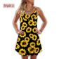Sunflower Beautiful V-Neck Sleeveless Cami Dress For Nature Lovers And Thoughtful Gifting