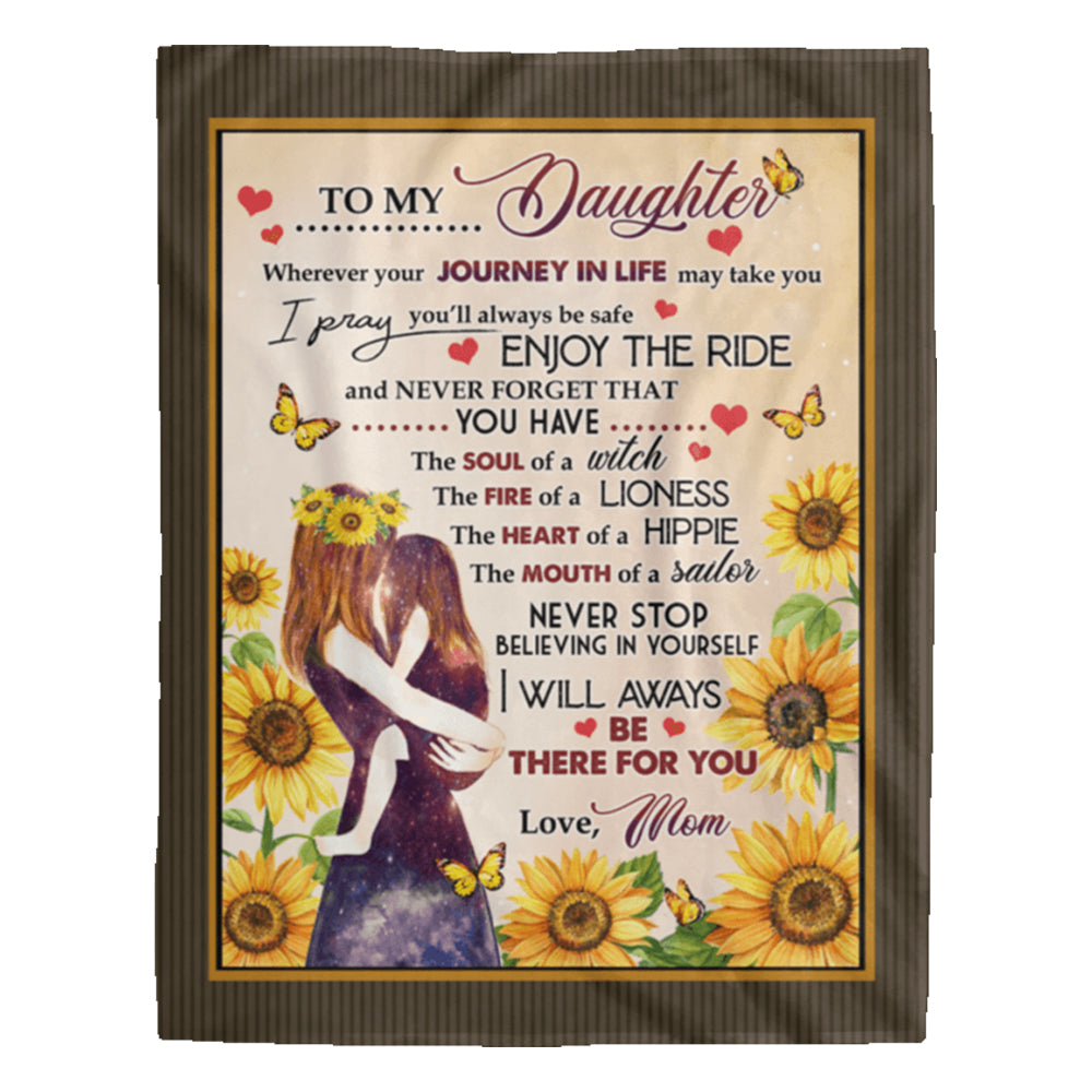 Sunflower To My Daughter Love Mom Flannel Blanket For Cozy Bedroom Sofa Decor