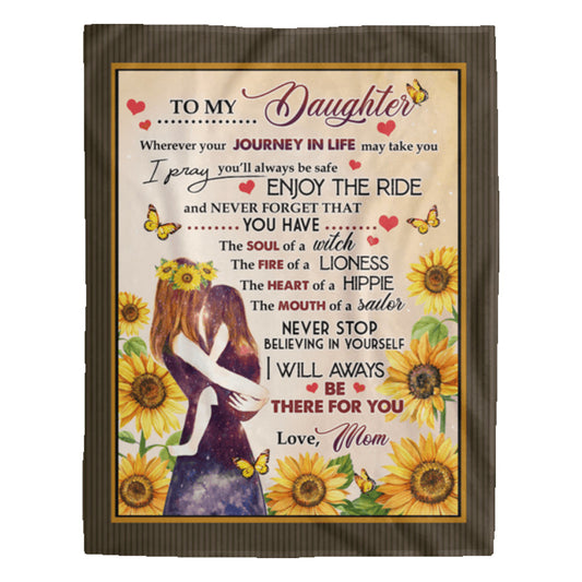 Sunflower To My Daughter Love Mom Flannel Blanket For Cozy Bedroom Sofa Decor