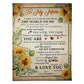 Sunflower To My Mom My Guardian Angel Flannel Blanket For Cozy Bedroom Sofa Decor