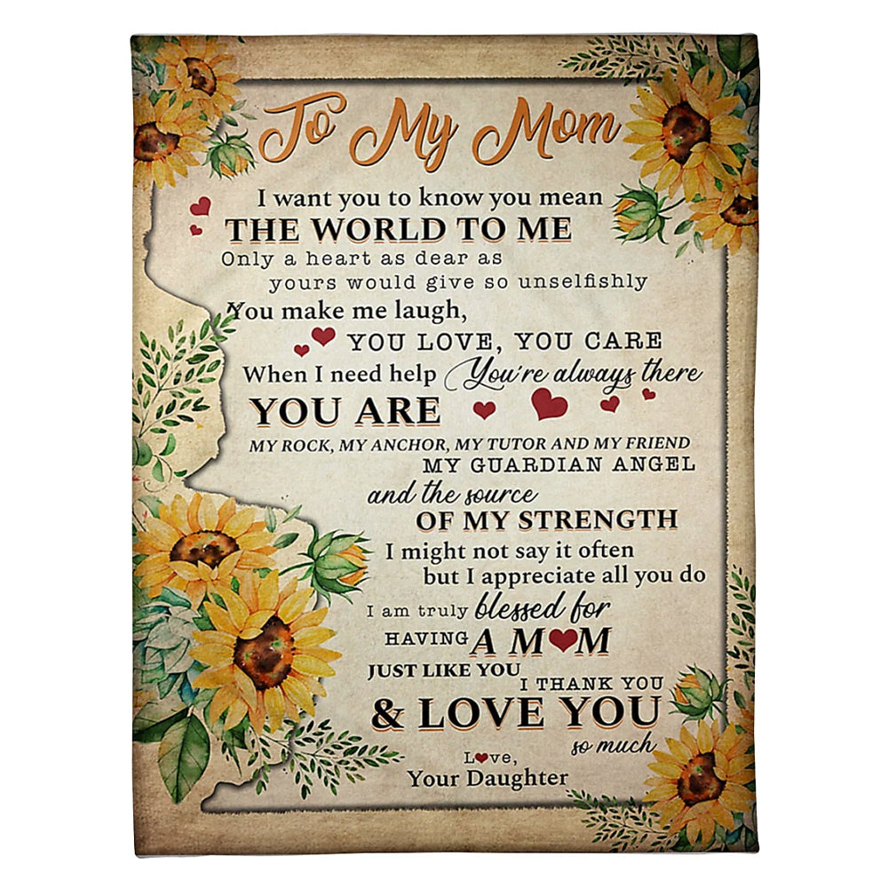 Sunflower To My Mom My Guardian Angel Flannel Blanket For Cozy Bedroom Sofa Decor