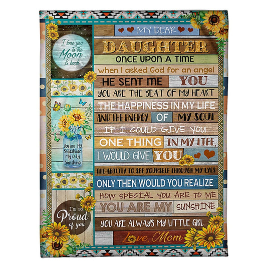 Sunflower You Are My Sunshine Daughter Gift Flannel Blanket For Cozy Bedroom Sofa Decor
