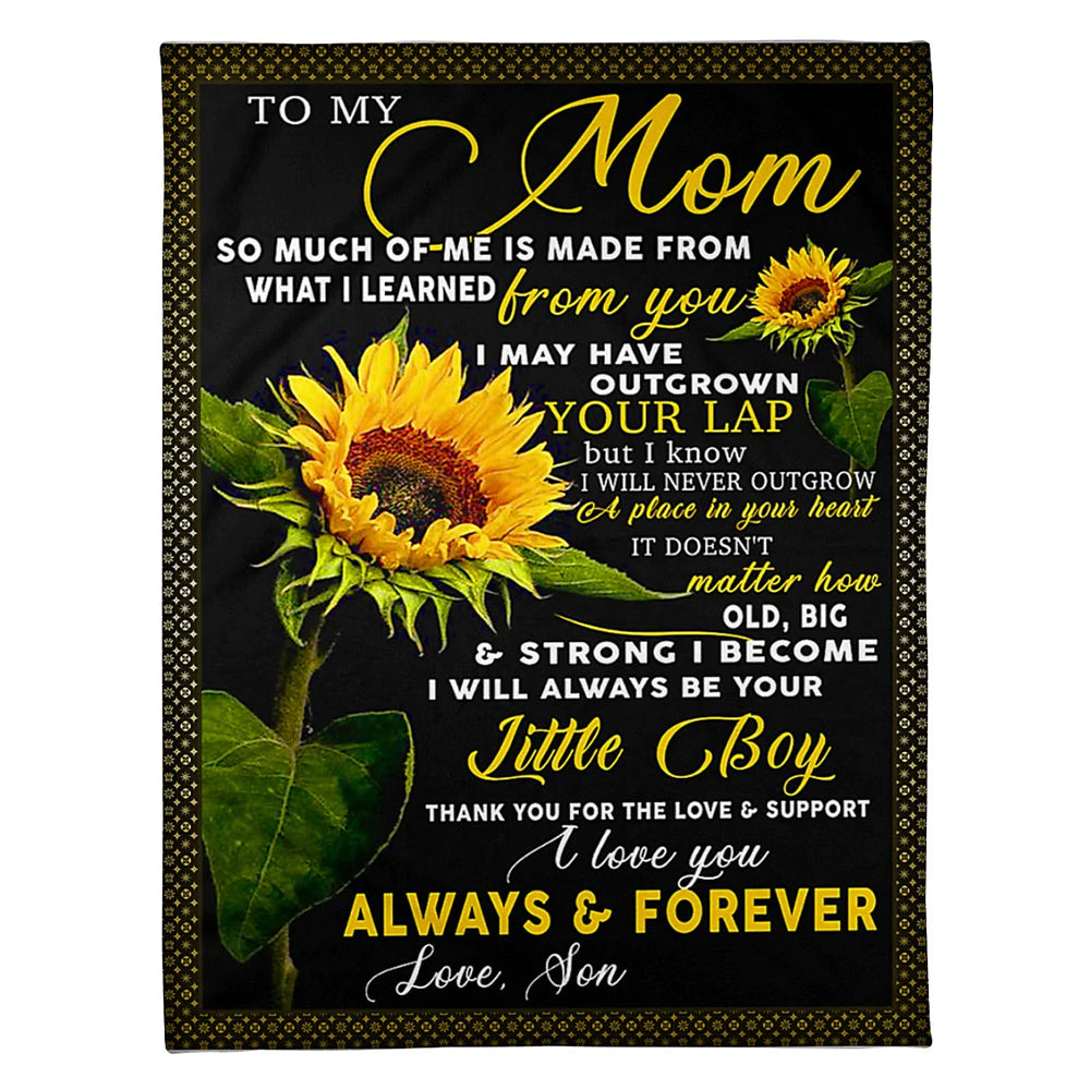Sunflower You Mean The World To Me Little Boy Flannel Blanket For Cozy Bedroom Sofa Decor