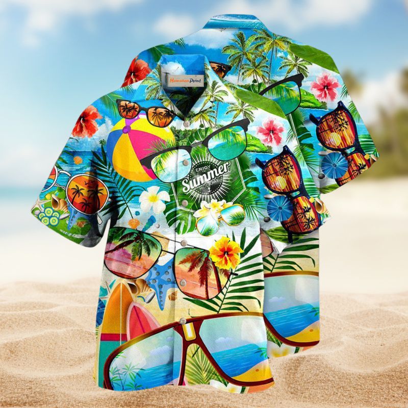 Summer Sunglasses Stay Shady Hawaiian Shirt For Coastal Travel, Casual Events, And Comfortable Summer Wear