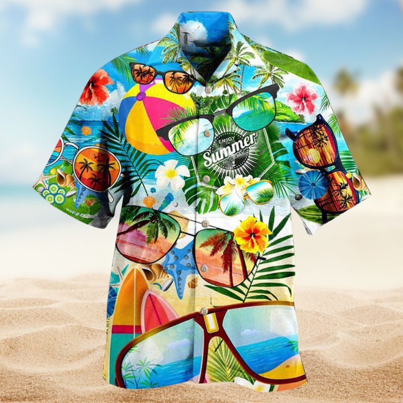 Summer Sunglasses Stay Shady Hawaiian Shirt For Coastal Travel, Casual Events, And Comfortable Summer Wear