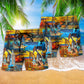 Sunset At The Oil Field Hawaiian Print Beach Shorts For Poolside Relaxation And Everyday Comfort