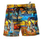 Sunset At The Oil Field Hawaiian Print Beach Shorts For Coastal Adventures And Resort Days