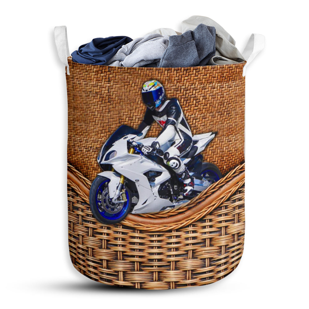 Super Bike Rattan Texture Laundry Basket For Bathroom Bedroom Storage