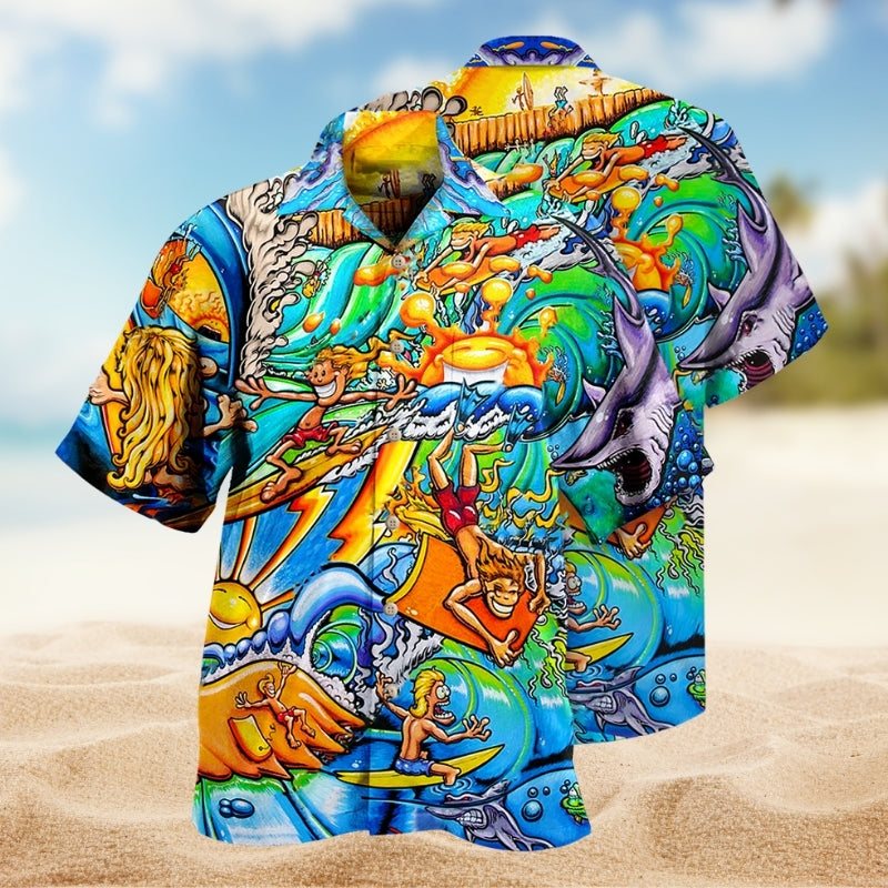 Coastal Surf Activity Hawaiian Shirt For Beach Days, Summer Outings, And Thoughtful Gift Giving