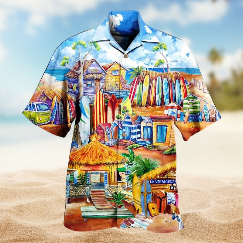 Surfboard Store Beach Hawaiian Shirt For Island Getaways, Outdoor Gatherings, And Comfortable Summer Wear