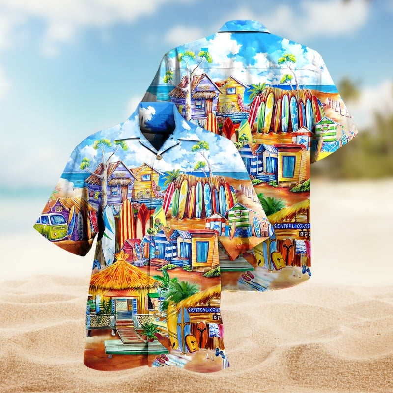 Surfboard Store Beach Hawaiian Shirt For Island Getaways, Outdoor Gatherings, And Comfortable Summer Wear