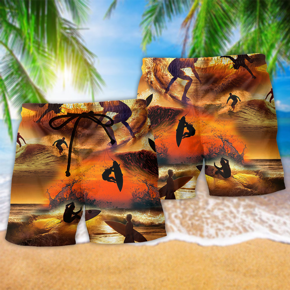 Surfing Is My Therapy Sunset Beach Shorts Design View For Comfortable Resort And Beach Styling