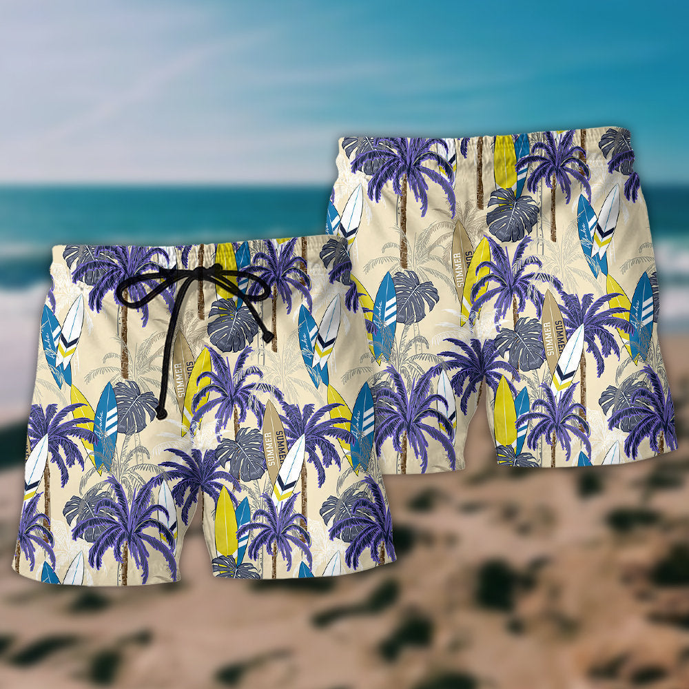 Surfing Tropical Leaf Summer Beach Shorts Artwork Detail For Comfortable Everyday Summer Wear