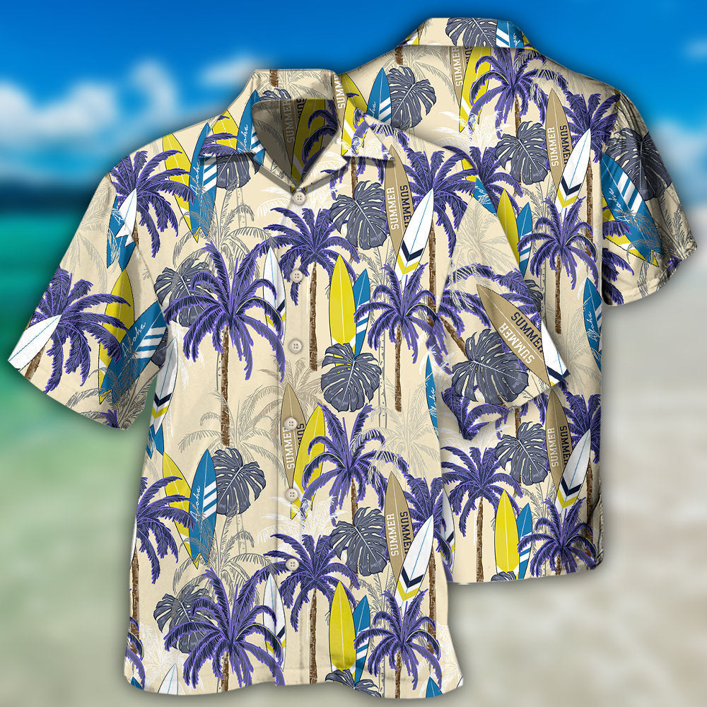 Tropical Surfing Hawaiian Shirt With All Over Print For Summer Events Coastal Travel And Comfortable Styling