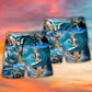 Cute Cats Surfing Fun Beach Shorts Print Detail For Beach Activities And Vacation Wear