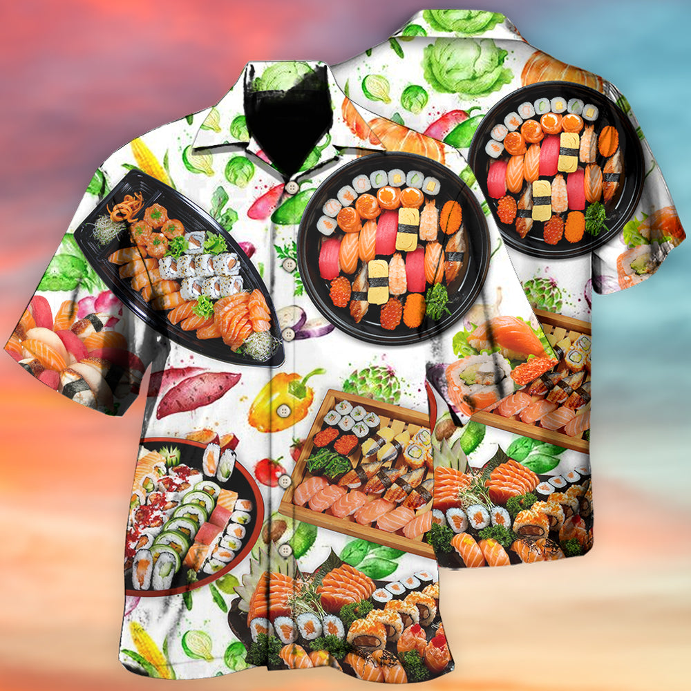 Creative Sushi Fun High Hawaiian Shirt For Resort Trips, Coastal Parties, And Warm Weather Style
