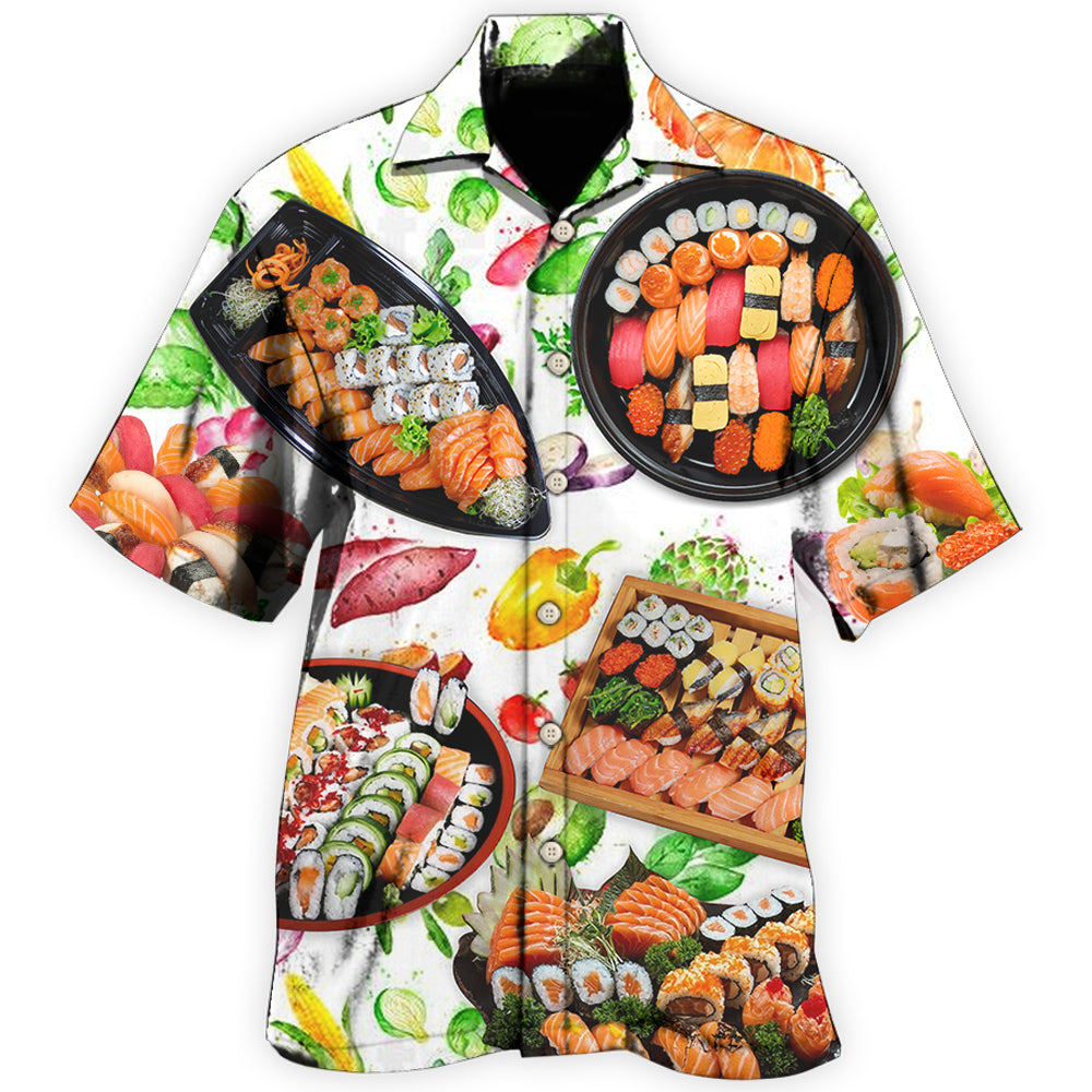 Creative Sushi Fun High Hawaiian Shirt For Resort Trips, Coastal Parties, And Warm Weather Style