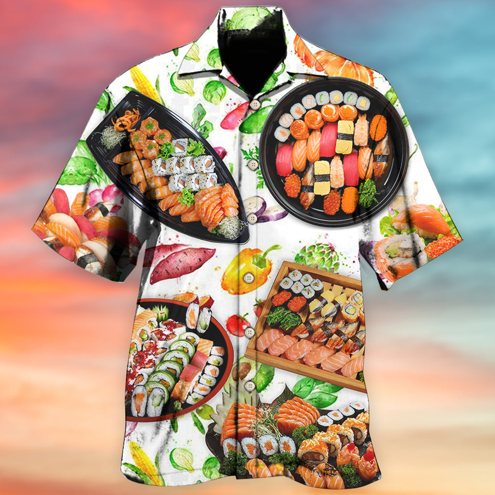 Creative Sushi Fun High Hawaiian Shirt For Resort Trips, Coastal Parties, And Warm Weather Style