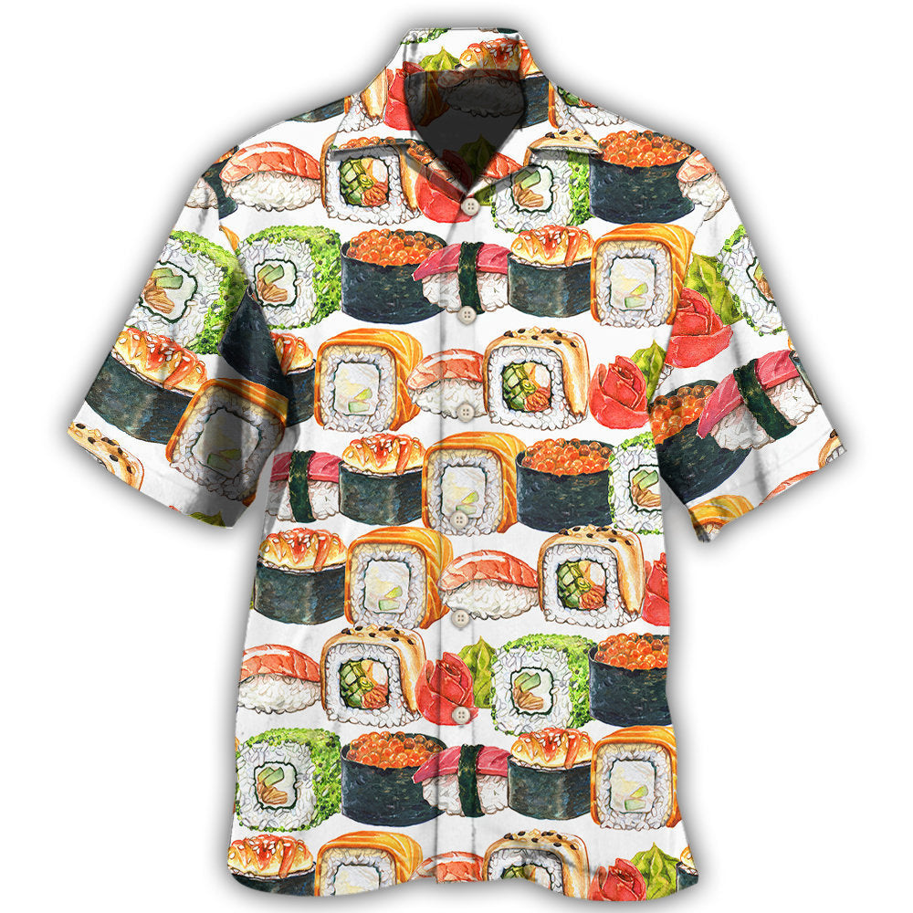Creative Sushi Minimal Japanese Food Hawaiian Shirt For Resort Trips, Coastal Parties, And Warm Weather Style
