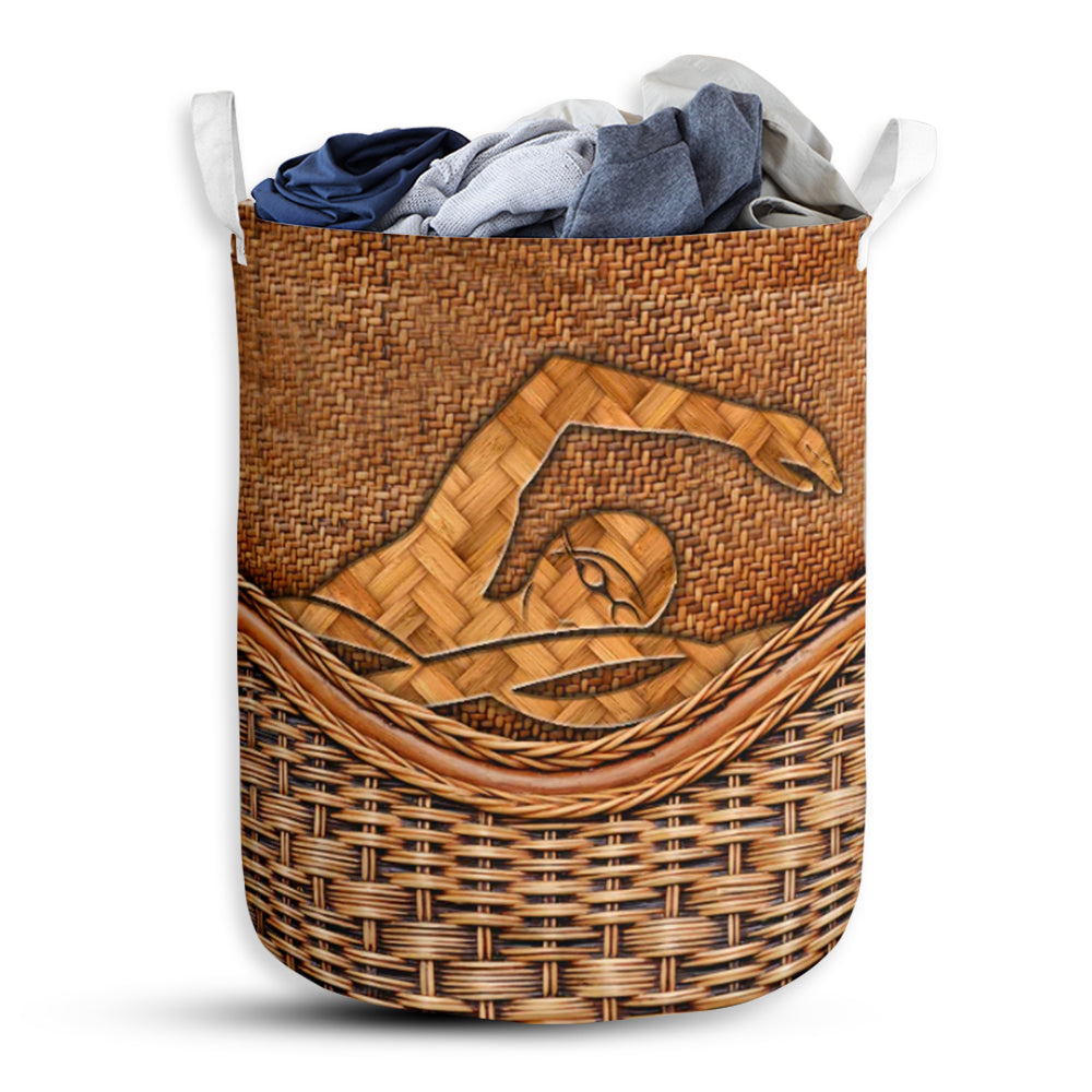 Swimming Style Rattan Texture Laundry Basket For Bathroom Bedroom Storage