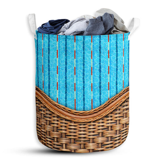 Swimming Rattan Texture Style Laundry Basket For Bathroom Bedroom Storage