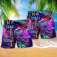 Neon Swimming With Heart Energy Beach Shorts Design Detail For Casual Warm Weather Outfits