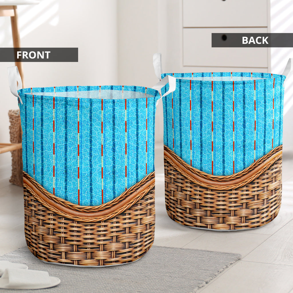 Swimming Rattan Texture Style Laundry Basket For Room Home Organizer