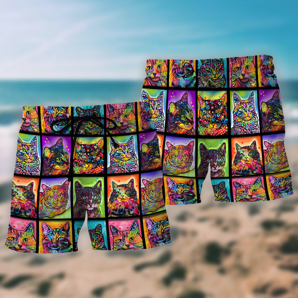 Crazy Cat Lover Kitty Beach Shorts Artwork View For Seaside Trips And Casual Style