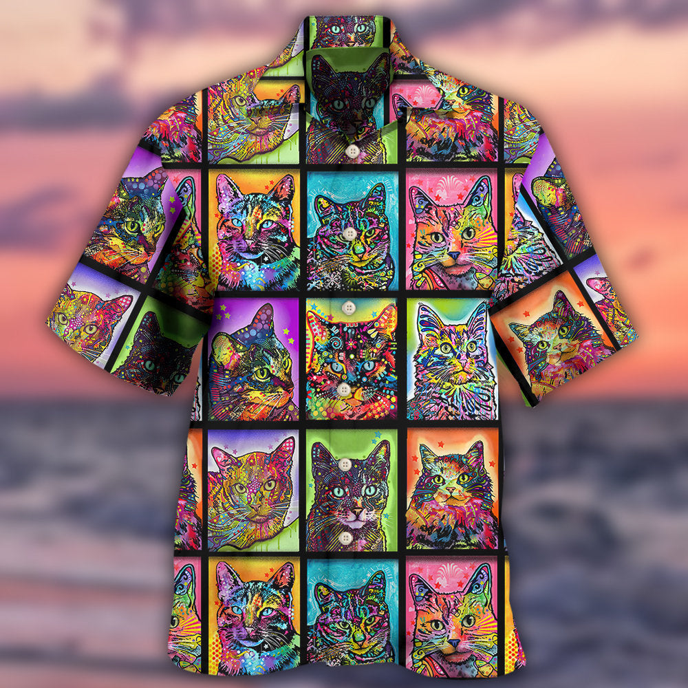 Cat Sykel Cats Kitty Hawaiian Shirt Artwork Detail For Resort Trips And Outdoor Activities