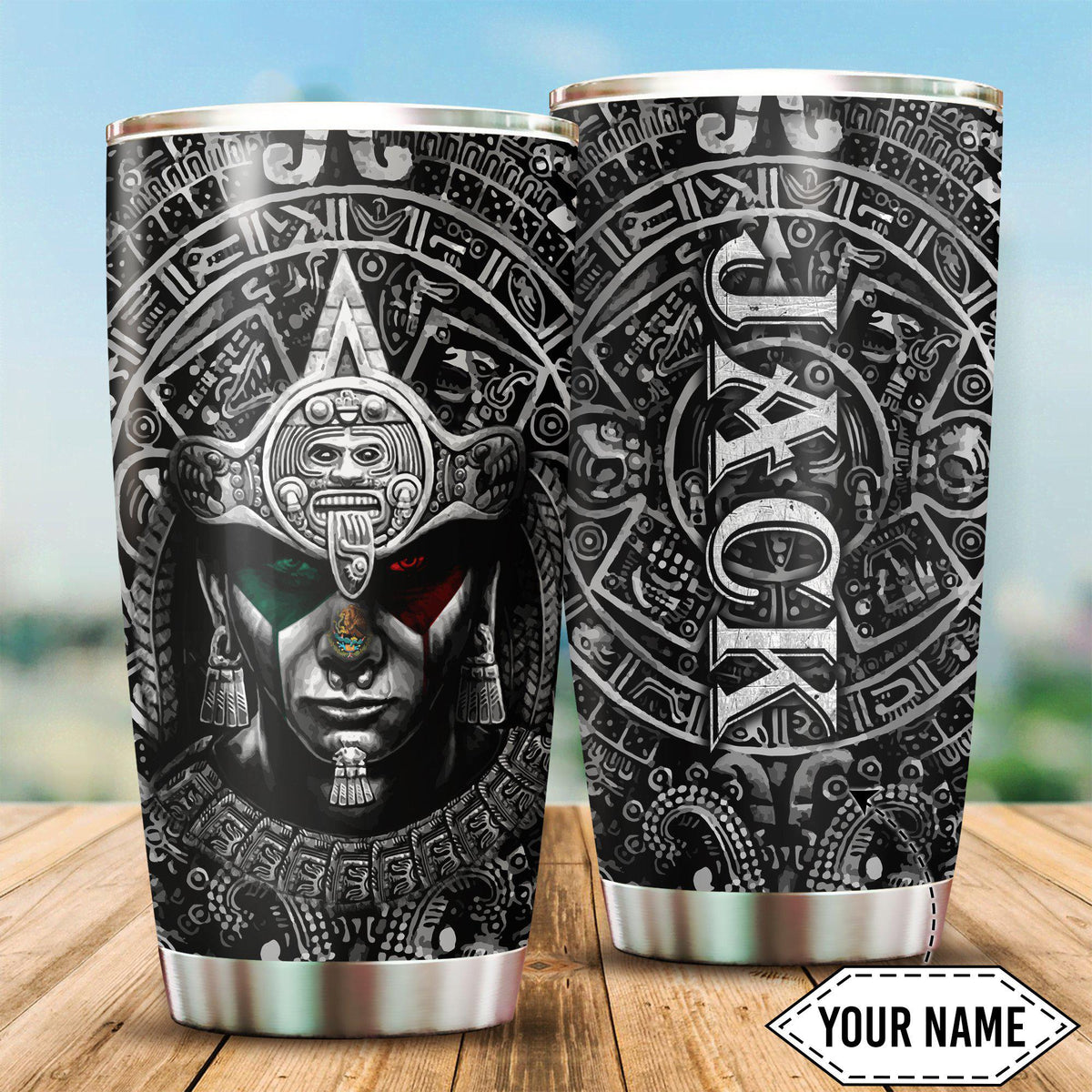 Aztec Mexico Black Personalized 20 Oz Tumbler For Coffee Travel And Daily Drinks