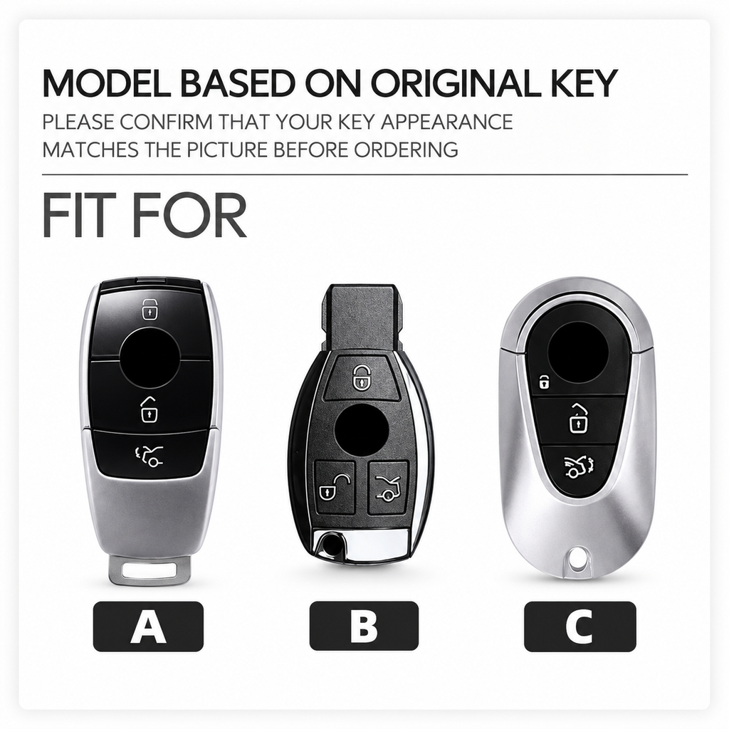 TPU Car Key Fob Cover for Mercedes-Benz A, B, G & R-Class, GLA & GLK – W176, W204, W251, W463 – 3 Buttons