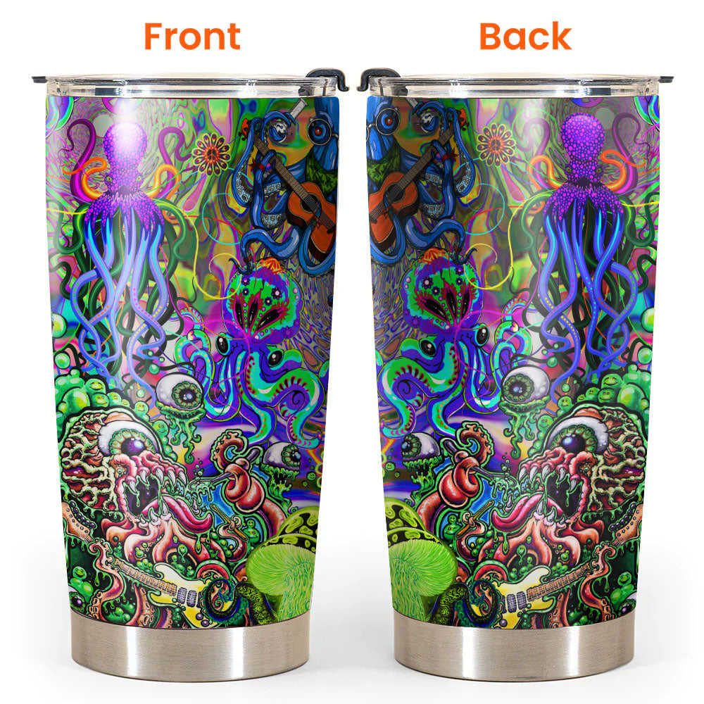 Hippie Funny Octopus Love Music Colorful Ocean 20 Oz Tumbler For Coffee Travel And Daily Drinks