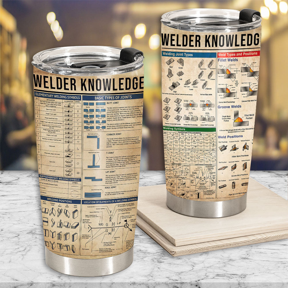 Welder Love Knowledge 20 Oz Insulated Stainless Steel Tumbler For Travel Gifts