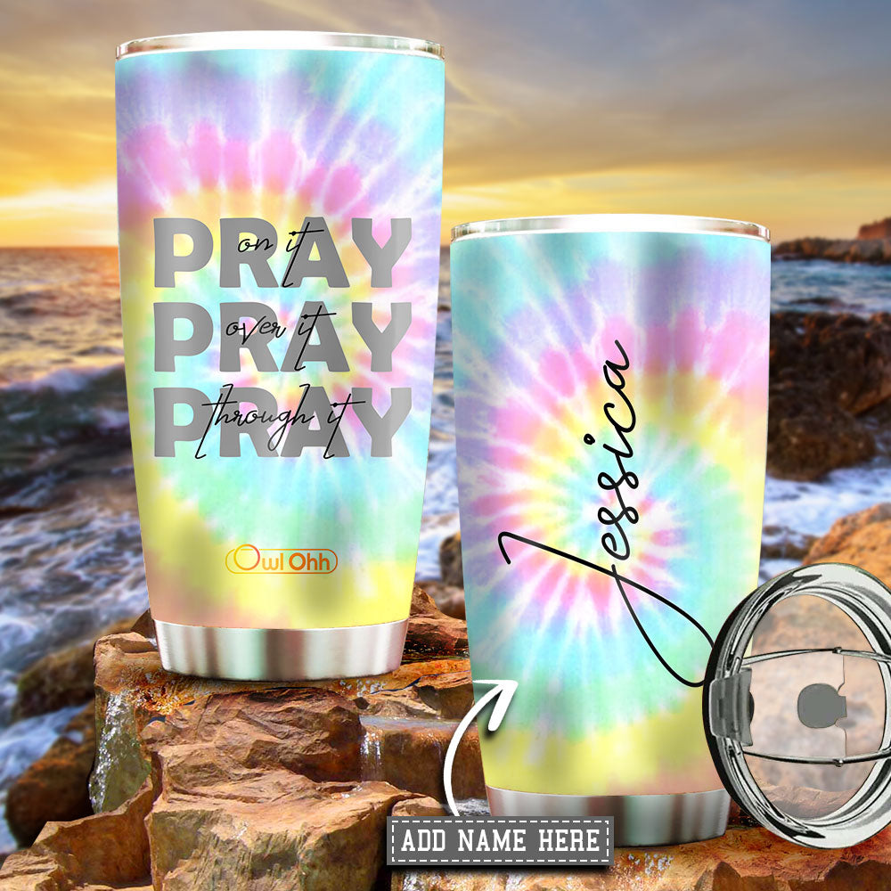 Hippie Pray Faith Tie Dye Personalized 20 Oz Tumbler For Coffee Travel And Daily Drinks