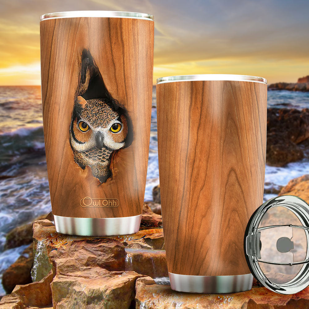 Owl Wood Vintage 20 Oz Tumbler For Coffee Travel And Daily Drinks