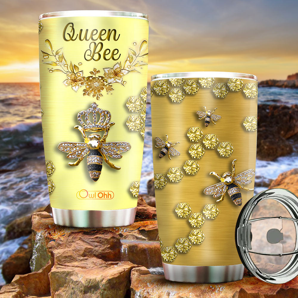Bee Jewelry Golden 20 Oz Tumbler For Coffee Travel And Daily Drinks