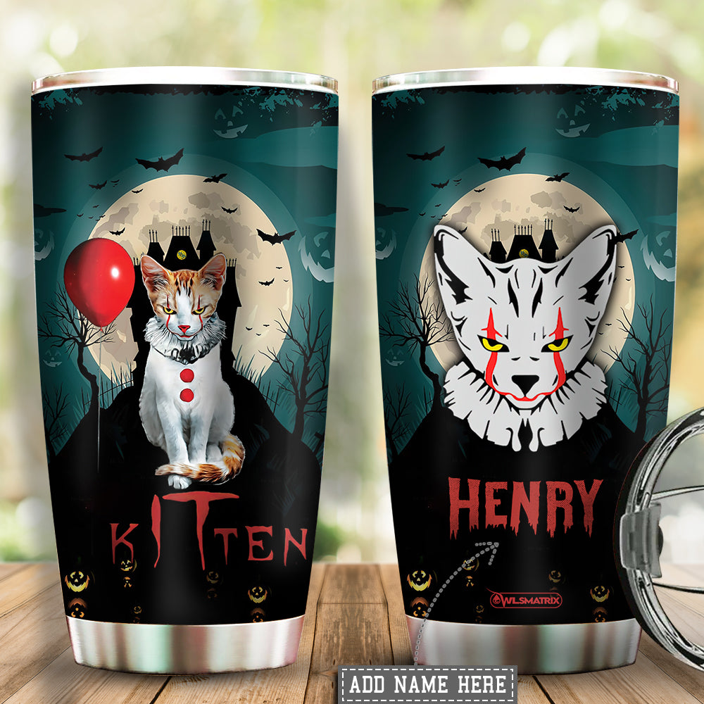Halloween Kitten Cute Kitten Cat Personalized 20 Oz Tumbler For Coffee Travel And Daily Drinks