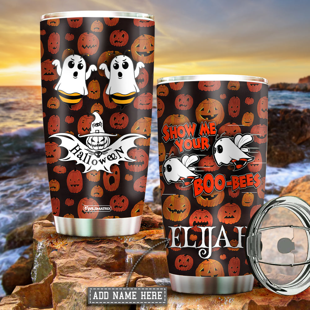 Halloween Boo Bee Pumpkin Personalized 20 Oz Tumbler For Coffee Travel And Daily Drinks