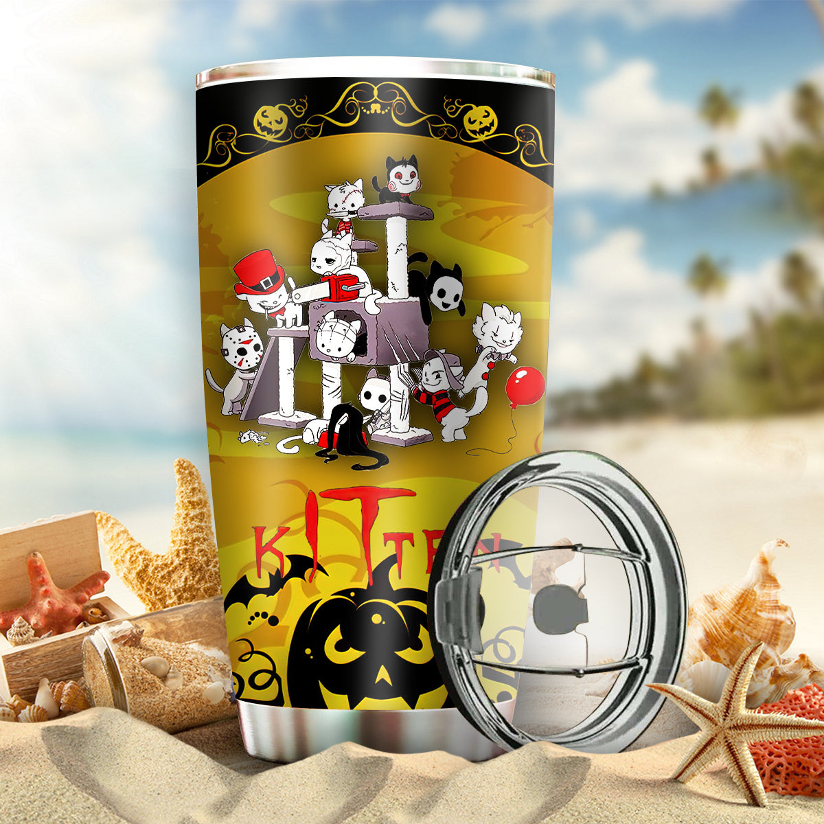 Halloween Kitten Cats Personalized 20 Oz Tumbler For Coffee Travel And Daily Drinks