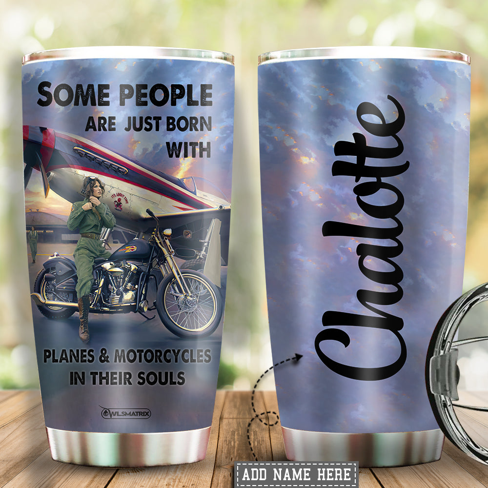 Motorcycles In Their Souls Personalized 20 Oz Tumbler For Coffee Travel And Daily Drinks