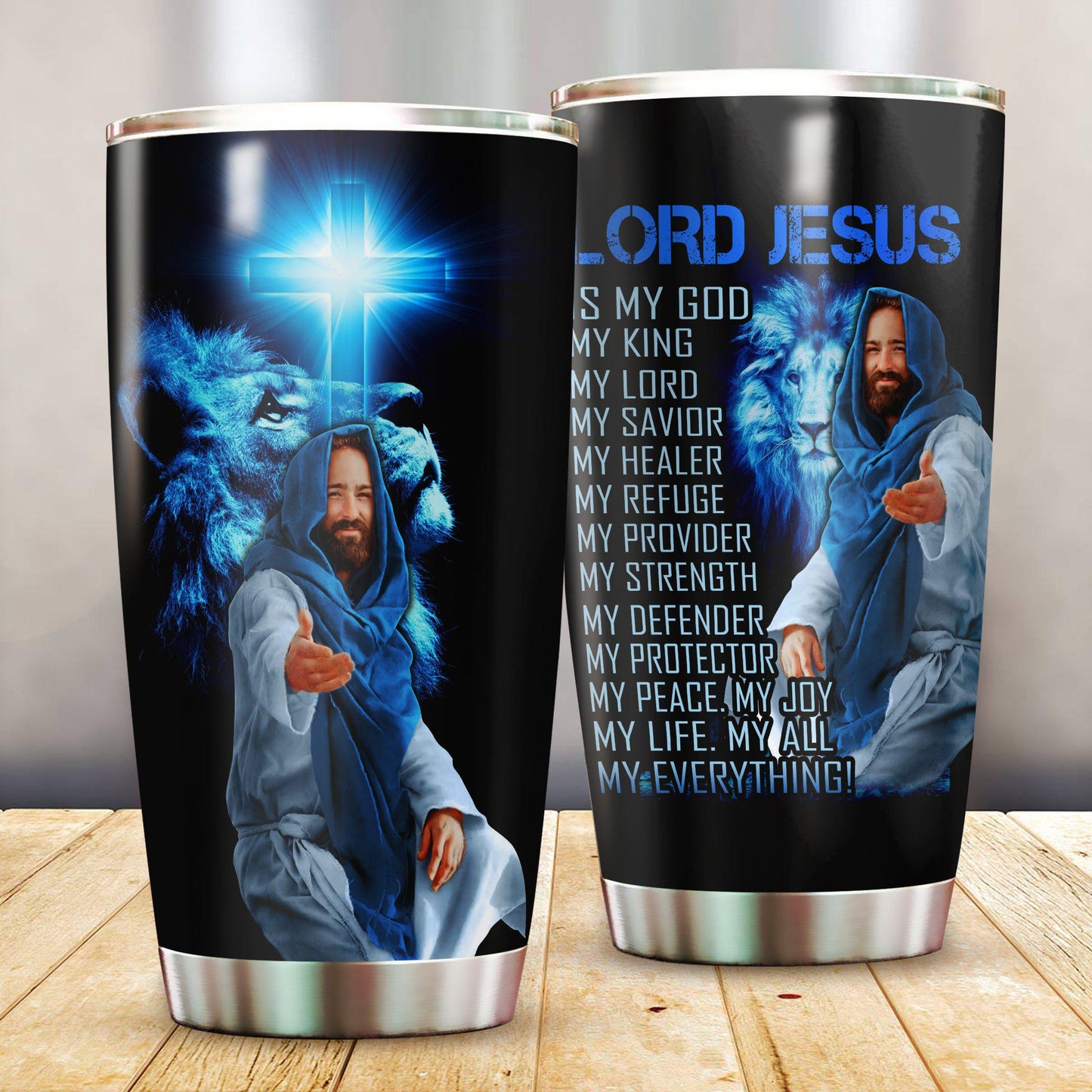 Jesus Is My God Blue 20 Oz Tumbler For Coffee Travel And Daily Drinks